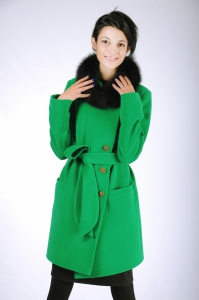 Женское пальто - Арт: 2491 ут зелёный - Размеры: 42 44 46 48 50 52 54 