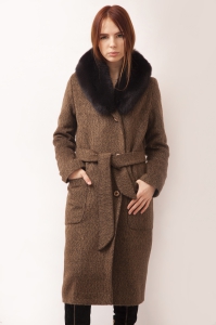 Женское пальто - Арт: 297 ут ворс коричнев - Размеры: 40-42 44-46 48-50