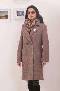 Классическое двубортное пальто - Арт: 313 бежевый - Размеры: 56 58 60