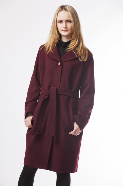 Прямое классическое пальто - Арт: 282 баклажан - Размеры: 48 50 52 58