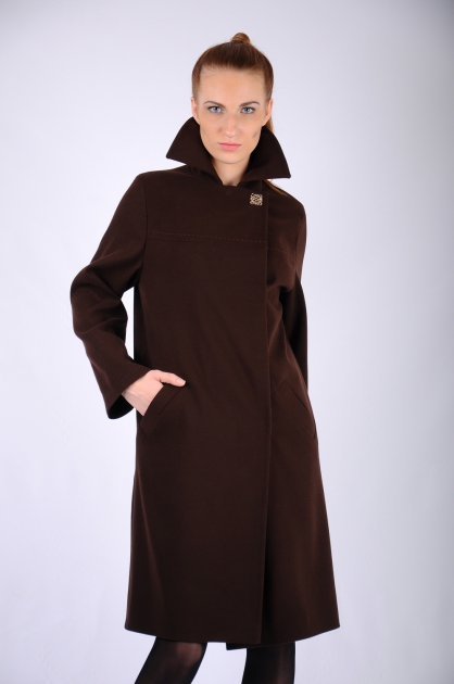 Женское пальто - Арт: 255 шоколад - Размеры: 42-44 46-48 50-52 54-56