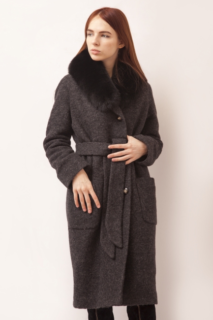 Женское пальто - Арт: 297 ут тёмно-серый - Размеры: 40-42 44-46 48-50