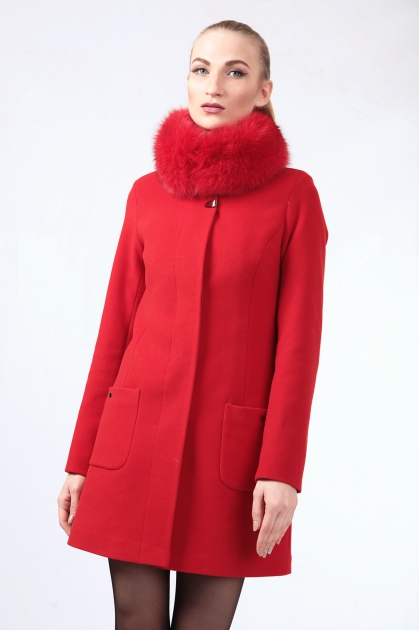 Женское пальто - Арт: 271 красный - Размеры:  54