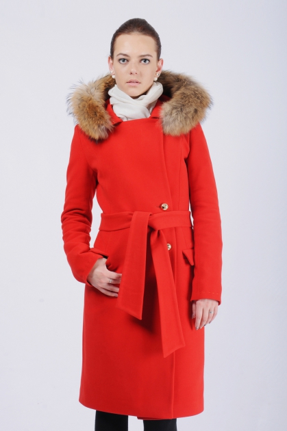 Женское пальто - Арт: 263 у красный - Размеры:  50 52 54