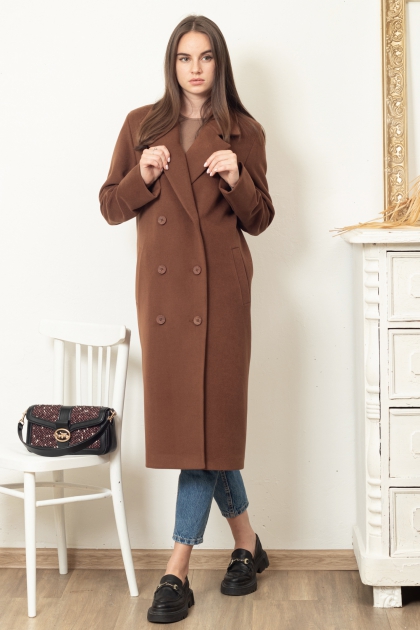 Пальто классическое - Арт: 359 коричневый - Размеры: 48-50