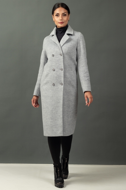 Пальто с английским воротником - Арт: 368 серый - Размеры: 38,40,42,44,46,48,50,52,54